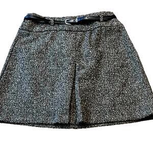 Vintage Y2K Skirt Wool Mini Plaid Low Rise Academia Grunge Punk Black Beige Sz 3